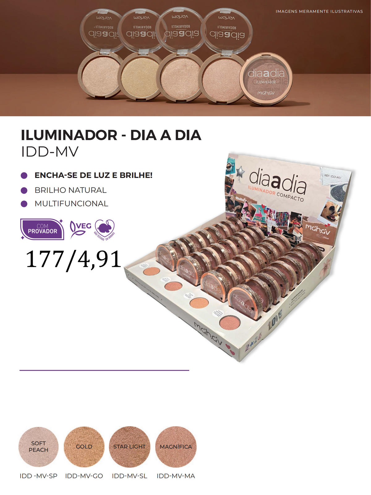 Iluminador Universal em Pó Solto Dia a Dia Mahav - display