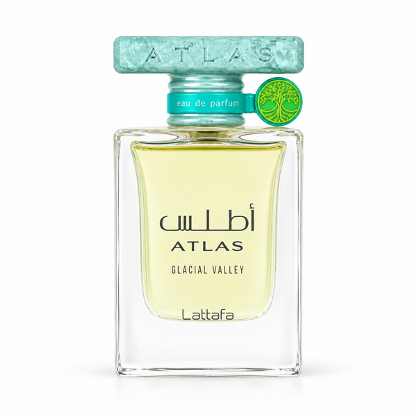Perfume Lattafa Atlas Glacial Valley 55 ml em fundo branco