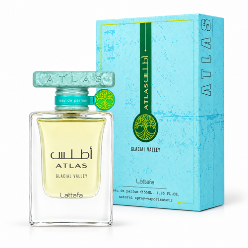 Perfume Lattafa Atlas Glacial Valley 55 ml com caixa em fundo branco