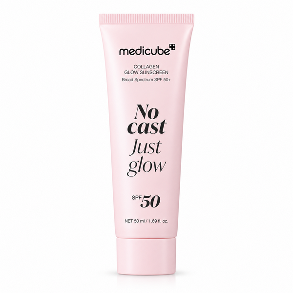 Medicube Collagen Glow Sunscreen FPS 50+ 50 ml em fundo branco