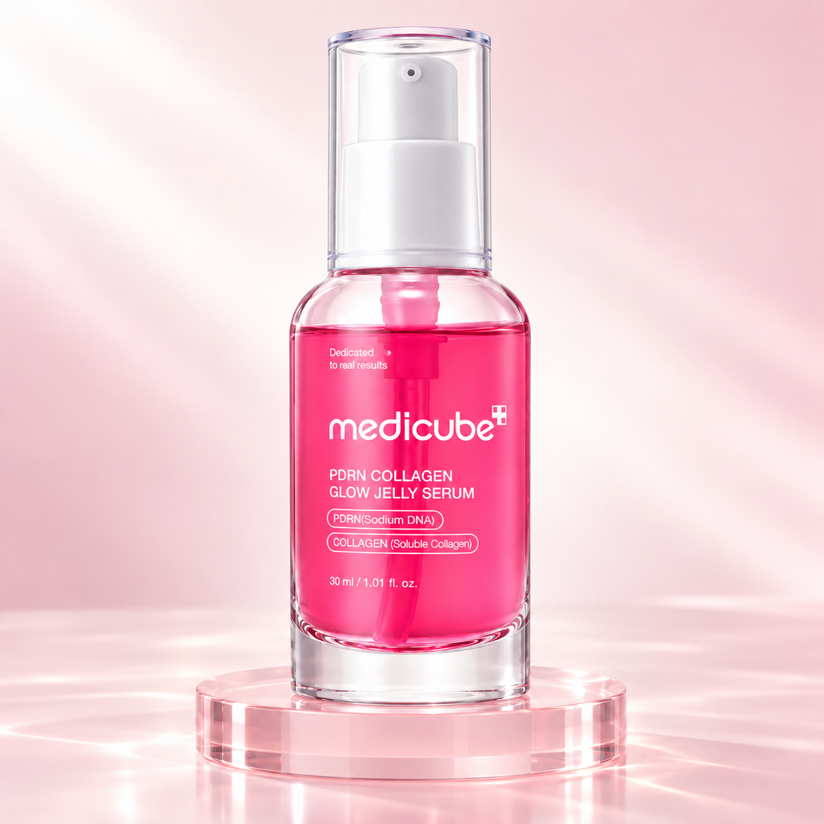 Medicube PDRN Collagen Glow Jelly Serum 30 ml em cenário clean