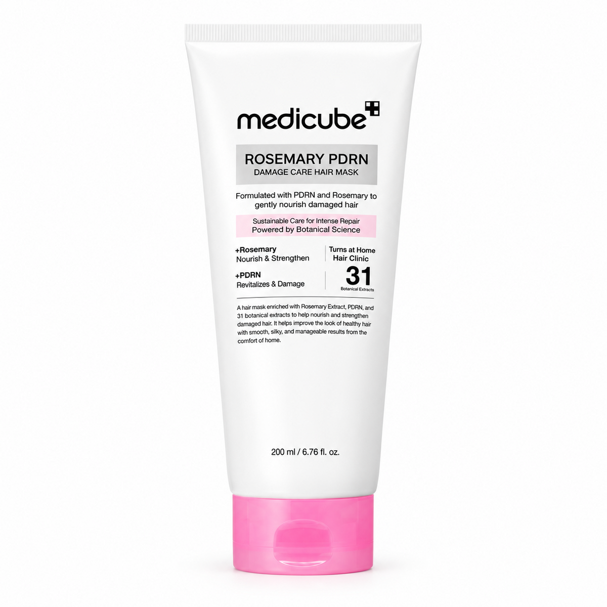 Medicube Rosemary PDRN Damage Care Hair Mask 200 ml em fundo branco