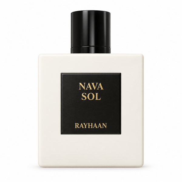 Frasco Rayhaan Nava Sol 100 ml em fundo branco