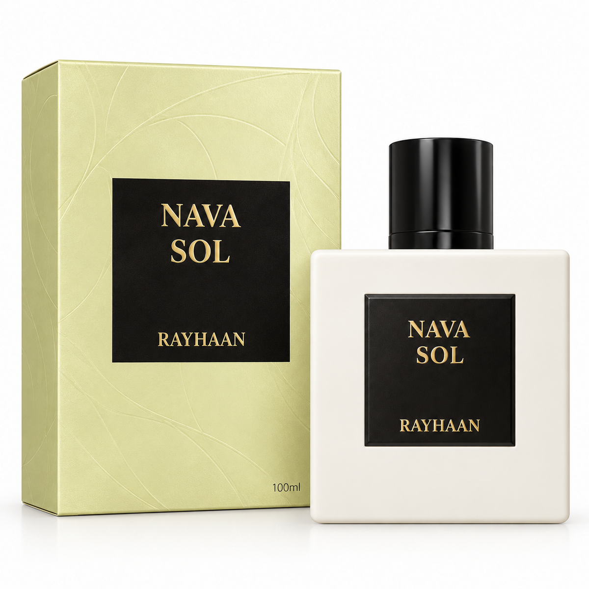 Rayhaan Nava Sol 100 ml com caixa em fundo branco